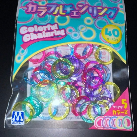 RARE Chinese Jacks~CLEAR & BRIGHTLY COLORED RINGS~Set of 40~Retro 70's/80's Game - Picture 2 of 4